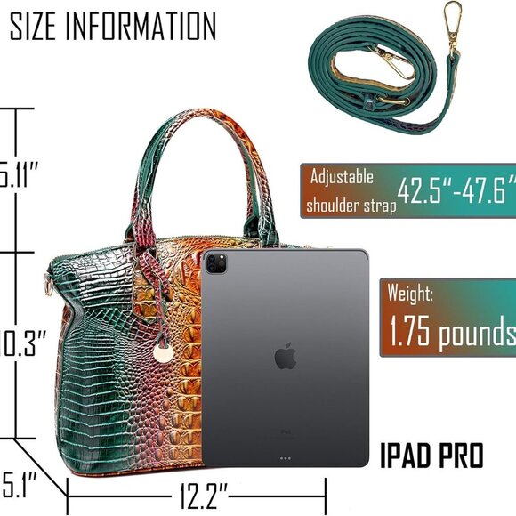 Women Purse Satchel Bag Long Crossbody Classy Tote Bag Top Handle Vegan Leather - Picture 4 of 8